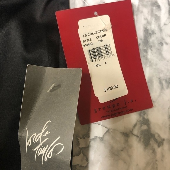 Lord & Taylor JS Collection Black Shiny Dress Pants Size 4 NWT - Picture 4 of 7